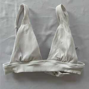 Aerie Cream Ribbed Bathing Suit Top